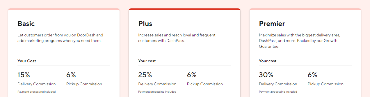 Price plan for merchants on doordash