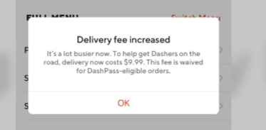 the busy pricing fee on Doordash hidden fees