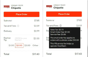 Charges on Doordash