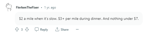 Comment on how much people make per mile on doordash