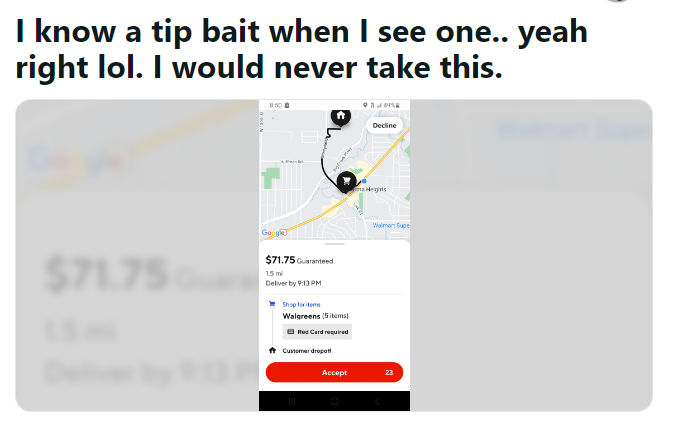 A suspecting Doordash tip baiting - which is actually not 