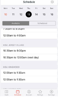 A snapshots of slots shown when you schedule deliveries on DoorDash