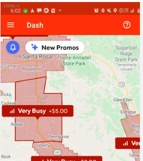 red colored heat map doordash