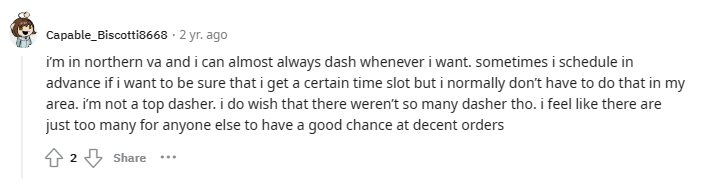 comment from someone who dashes without scheduling