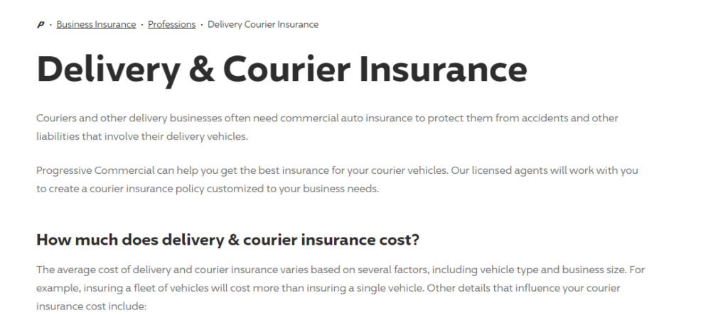 Progressive delivery insurance coverage