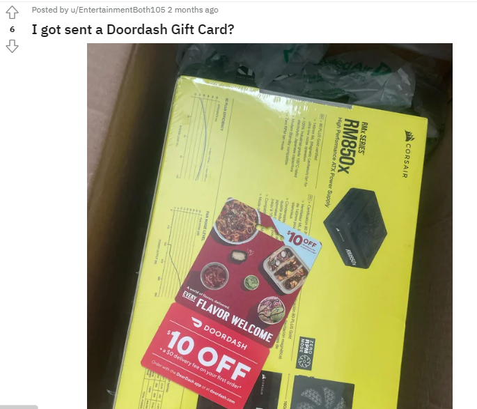 Mistaking discount code for gift card — reason doordash gift card not working