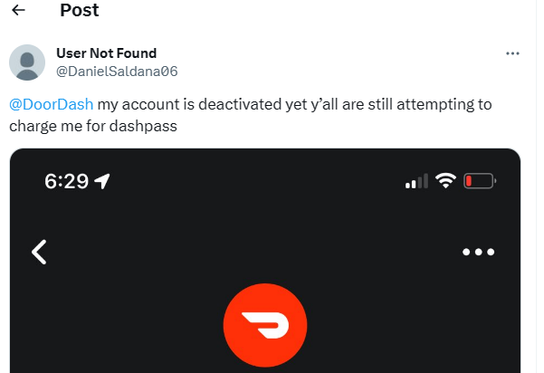 A user complaints about getting charged fraudly for Dashpass